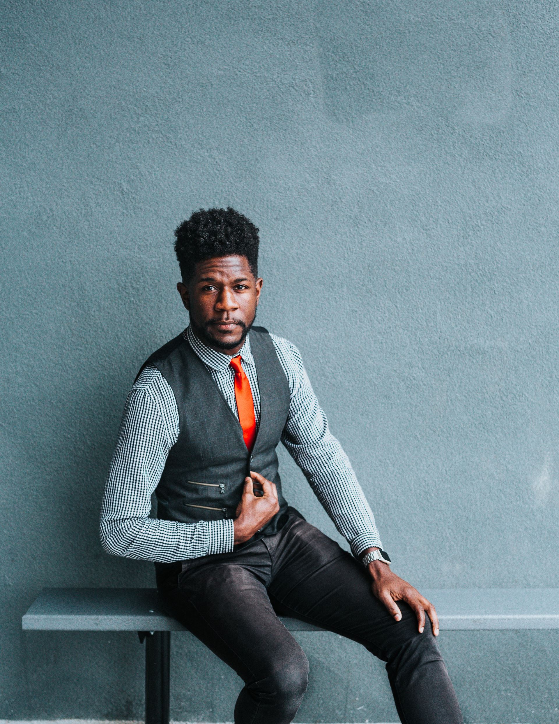 a man sitting on a bench